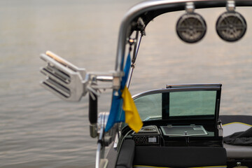 Fototapeta premium Part of a boat moored at the pier.