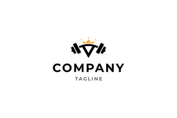 barbell king fitness gym logo in flat design
