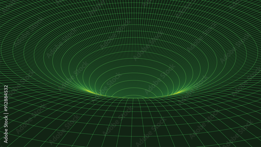 Poster abstract wireframe 3d tunnel. perspective mesh background texture. mesh model of a wormhole, vortex.