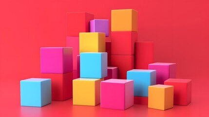 Obraz premium Abstract Colorful Cubes 3D Illustration