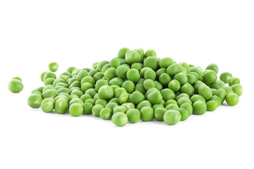 Pile of fresh green peas isolated on white