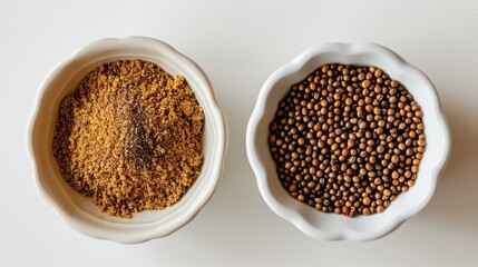 Mustard Seeds Variety in White Bowl on White Background