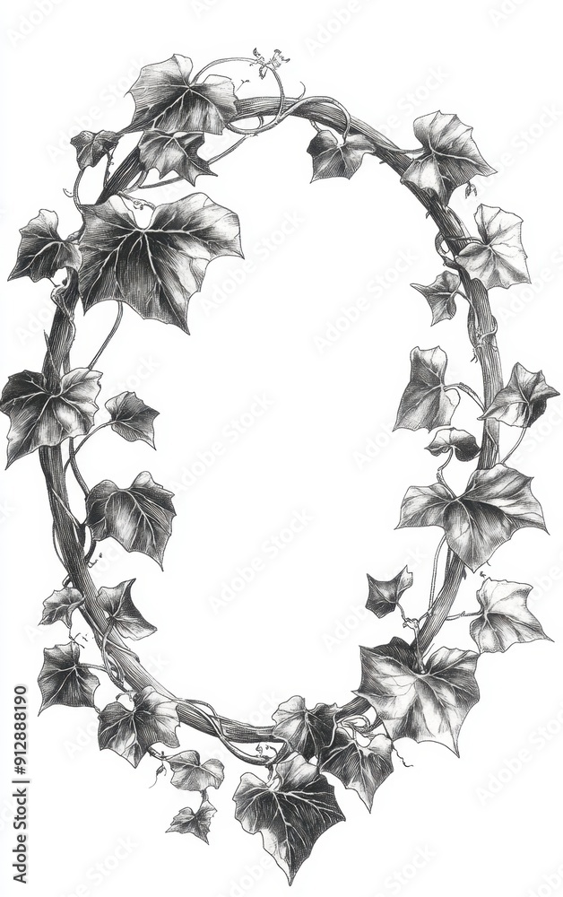 Wall mural a drawing of a wreath of ivys