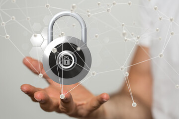 abstract lines with dots over dark background.