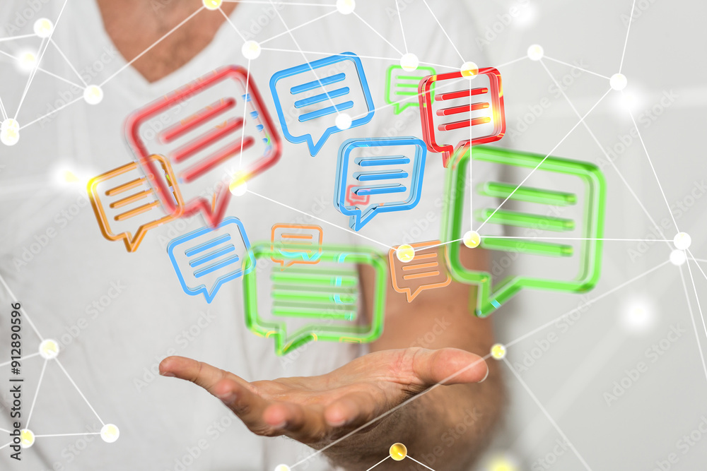 Poster Online people network. Using internet for communication..
