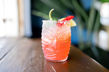 Tropical cocktail and beach front bar