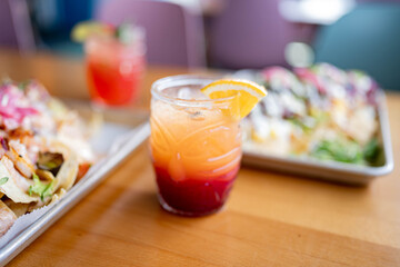 Tropical cocktail and beach front bar