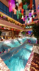 Indoor Swimming Pool with Colorful Decorations