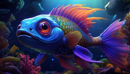 Fototapeta premium a playful 3D image of a cartoon-style fish 