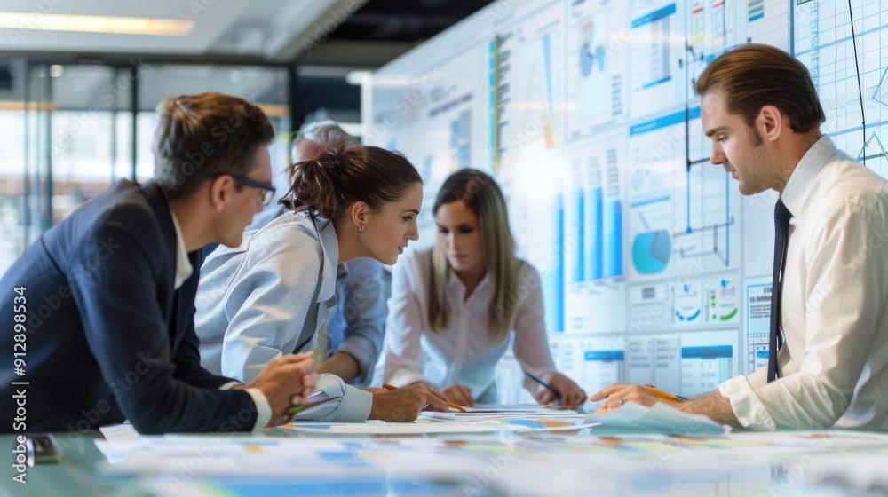Wall mural generate a photo realistic image of a construction project team participating in a workshop on finan