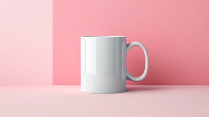 Mockup of white mug on pink background