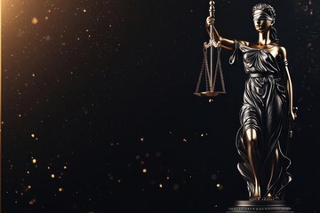 Banner template for a legal services advertisement showcasing a sleek explosion of courtroom icons on a dark background sunlight filtering highlighting the minimal text area for ad