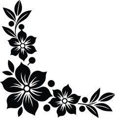 floral corner  pattern illustration black and white