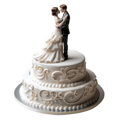Wedding Cake Topper Figurine Isolated on Transparent or White Background, PNG