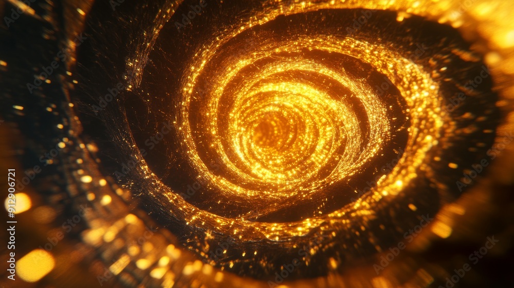 Leinwandbilder dynamic 3d golden vortex with intricate, glowing patterns, illustrating motion and richness