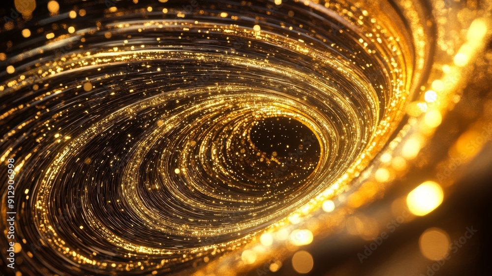 Fototapete dynamic 3d golden vortex with luminous patterns, evoking a sense of infinite elegance.