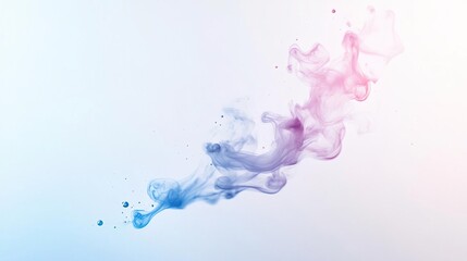 Abstract colorful smoke trails on a white background.