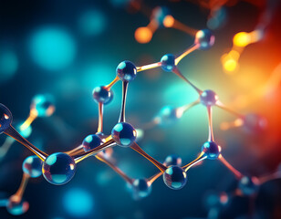 3D Molecular Model Illustration on Science Background