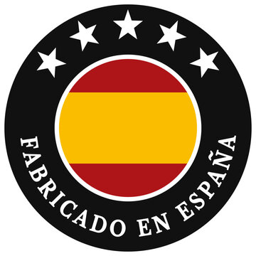 Made in Spain badge, sticker or icon symbolizing the quality and origin of spanish products. White texte. Scalable lightweight vector for the web