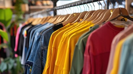 Gender-neutral clothing displayed in a trendy boutique, appealing to Gen Z's fashion sense