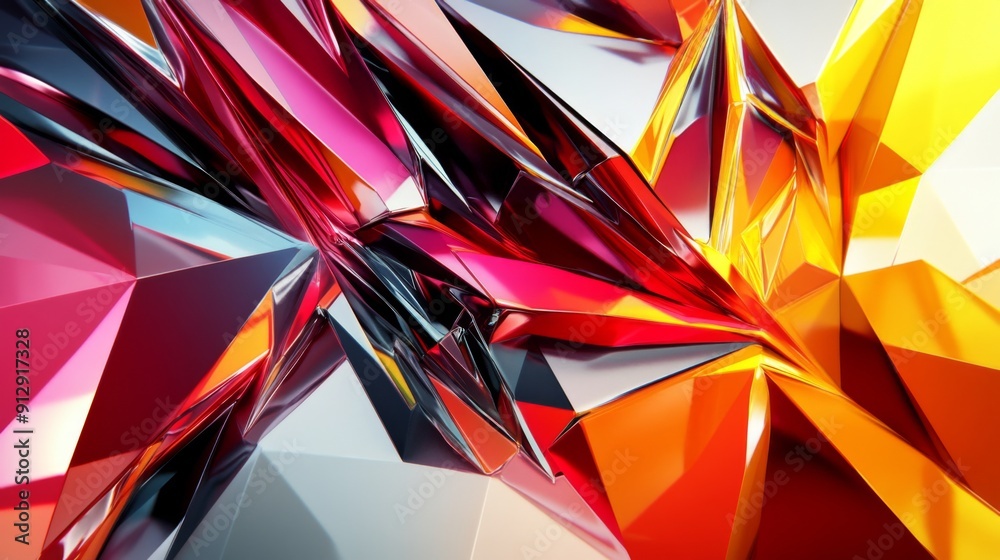 Leinwandbilder energetic 3d design with colorful, rotating polygonal shapes creating a sense of motion.