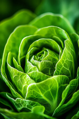 Fototapeta premium Close-up of fresh green lettuce leaf ideal for vegan cooking, emphasizing healthy eating and sustainable farming practices