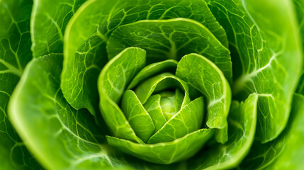 Obraz premium Close-up of fresh green cabbage leaves, symbolizing healthy eating and sustainability concepts