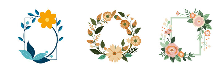 Obraz premium Botanical Bouquets in Line Art Style on Transparent Background.