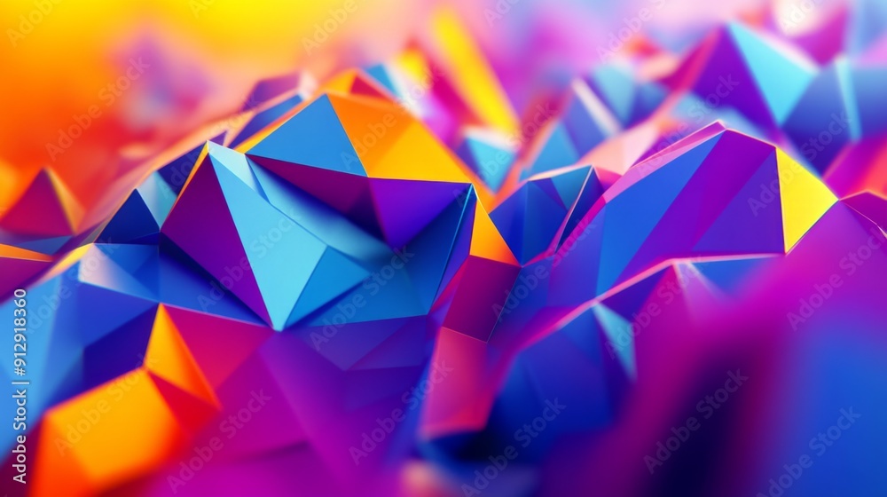 Leinwandbilder energetic 3d design with moving polygonal shapes in vibrant colors, creating a lively dynamic feel.