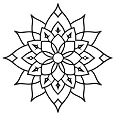 Mandala line art silhouette with white background