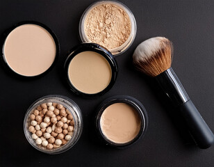 Complete Cosmetic Set Compact and Loose Face Powder Bronzed Pearls Concealer  