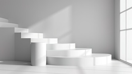 Minimalist White Cylindrical Podium in Sunlight