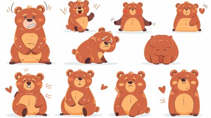 Illustration of cute bears in various playful poses