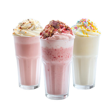 Three Milkshakes in Glasses