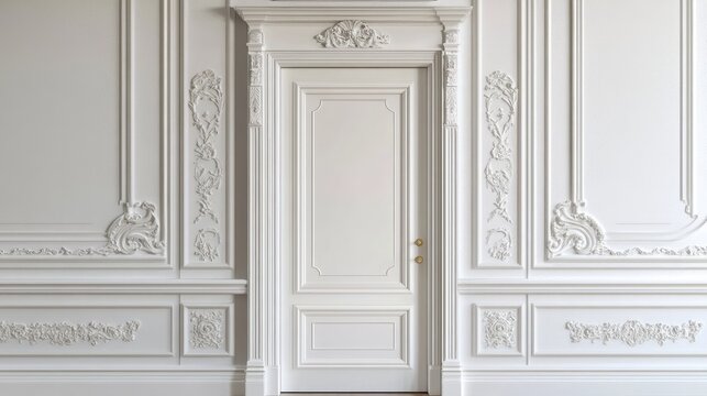 Classic white door with elegant details and polished finish