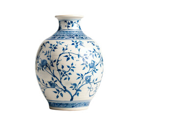 Elegant blue and white porcelain vase with intricate floral patterns. Perfect for home decor, presenting a classic and timeless design.
