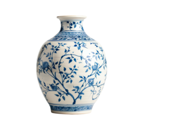Elegant blue and white porcelain vase with intricate floral patterns. Perfect for home decor, presenting a classic and timeless design.