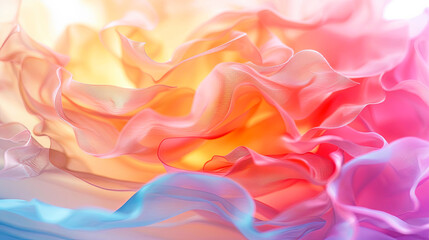 Fototapeta premium Abstract pastel color fabric texture background waves silk satin fabric abstract textile background colorful chiffon tulle elegant wallpaper design