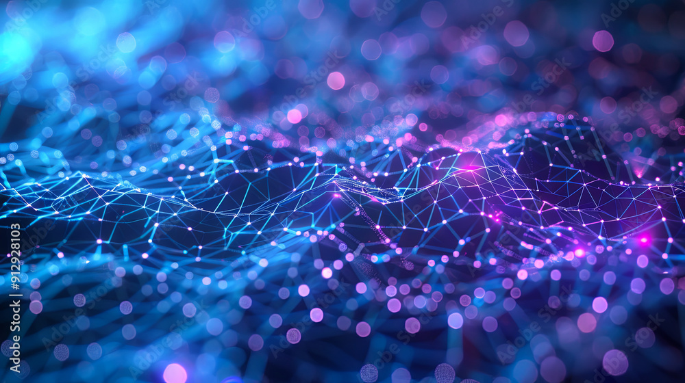Poster abstract blue digital background big data visualization network connection structure