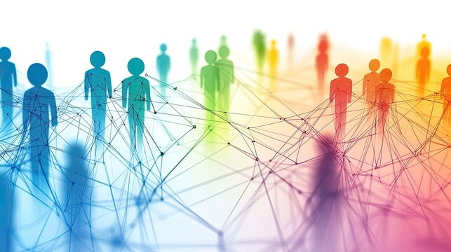 Dynamic network of lines showing interconnected relationships, representing unity and teamwork in a modern design