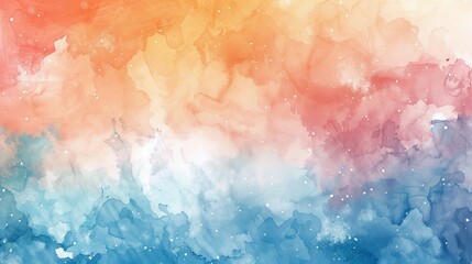 Fototapeta premium Dynamic watercolor painting with warm and cool tones.