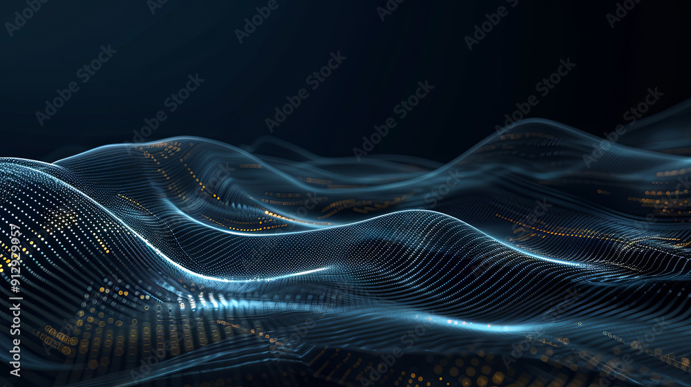 Poster abstract digital wave background big data visualization 3d rendering futuristic background with spar