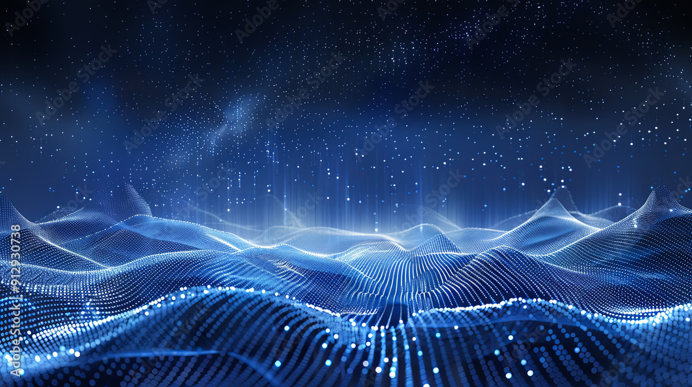 Fototapete Abstract futuristic technology digital landscape background Big data visualization Network connection structure technology background Artificial intelligence AI deep learning Blockchain technology