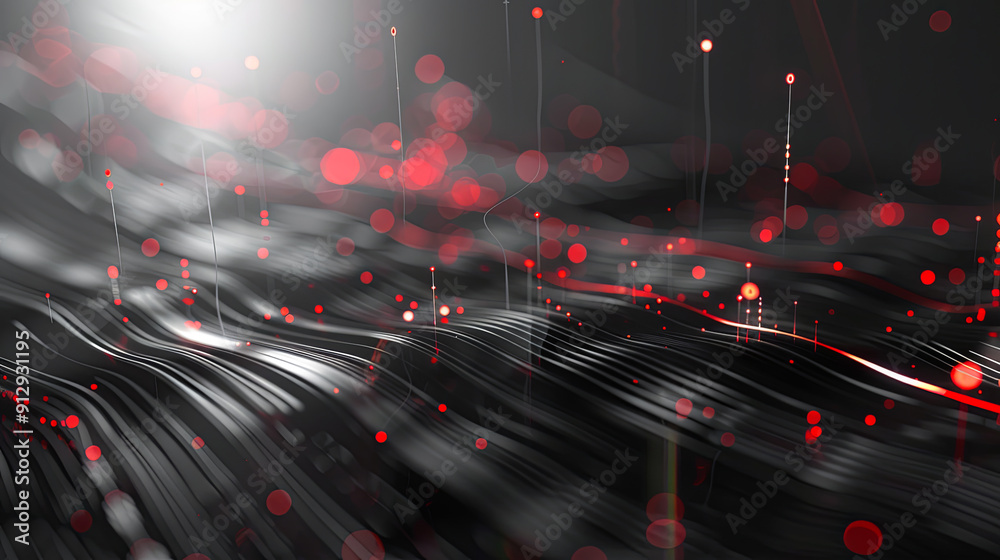 Poster abstract digital wave background futuristic data flow network technology red digital wave particles 