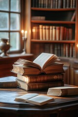 Obraz premium Heart Shaped open books stacked