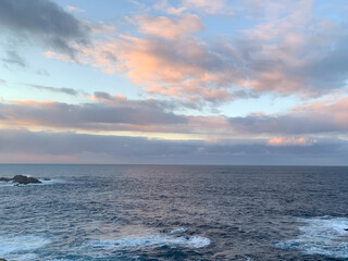 Calm atlantic ocean sunset