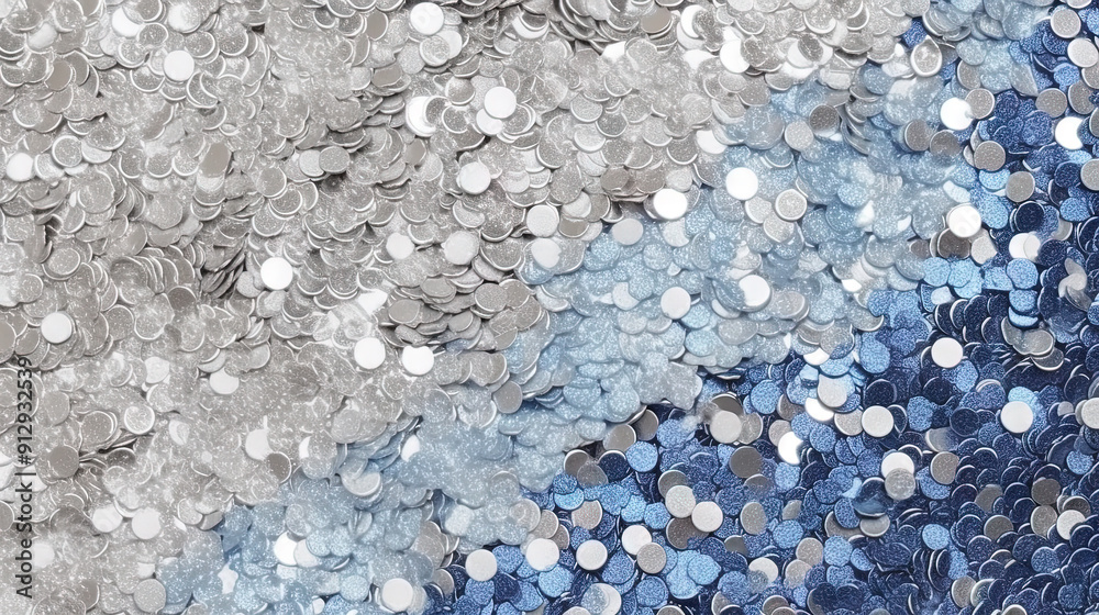 Poster abstract shiny background with blue glitter waves. scattered confetti sparkles with light blue color