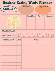 Heathy eating weekly planner