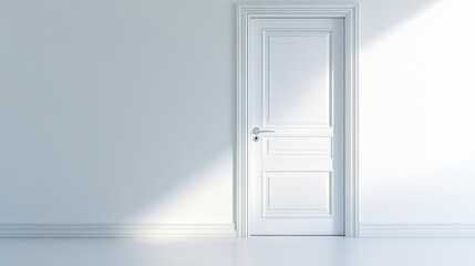 Minimalist door design with a white finish and simple handle