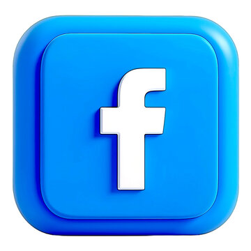 3d facebook logo blue square buttton icon social media with white lowercase f front view isolated on png transparent background